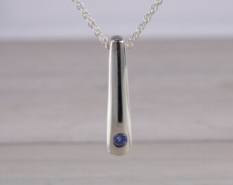 Natural Blue Sapphire set Silver Necklace