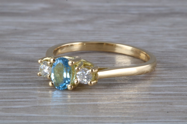 Aquamarine and Diamond Trilogy Ring image 2