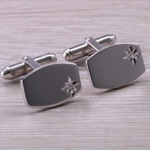 Natural Diamond set Gentleman&#39;s Cufflinks. made from solid sterling silver, traditional cufflinks with swivel back fittings.