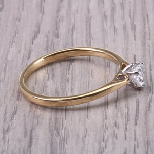 Dainty 0.30ct Heart Shape Diamond Solitaire set in 18ct Yellow Gold, E SI 2 Graded GIA Certified Diamond image 7