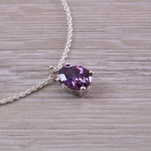 Amethyst C Z Necklace, Made From Solid Sterling Silver