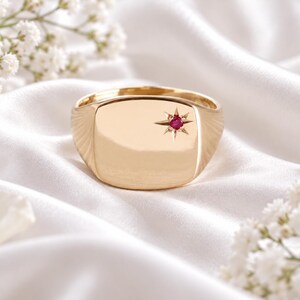 Ruby set Signet Ring, Available in Your Choice of Precious Metals, Free Engraving