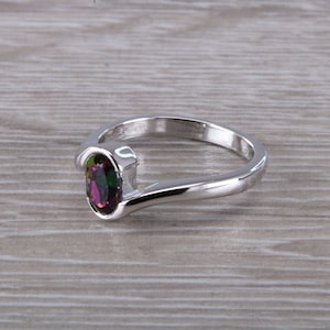 Natural Mystic Topas Set Crossover Ring