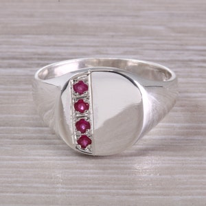 Four Natural Rubies set Signet Ring