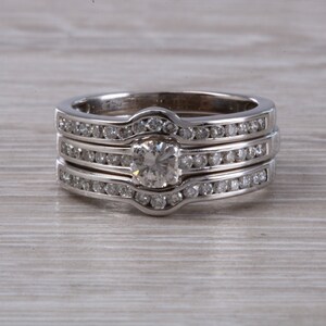 Complete Bridal set Of Three Diamond set Rings, Engagement, Wedding and Eternity Ring image 2