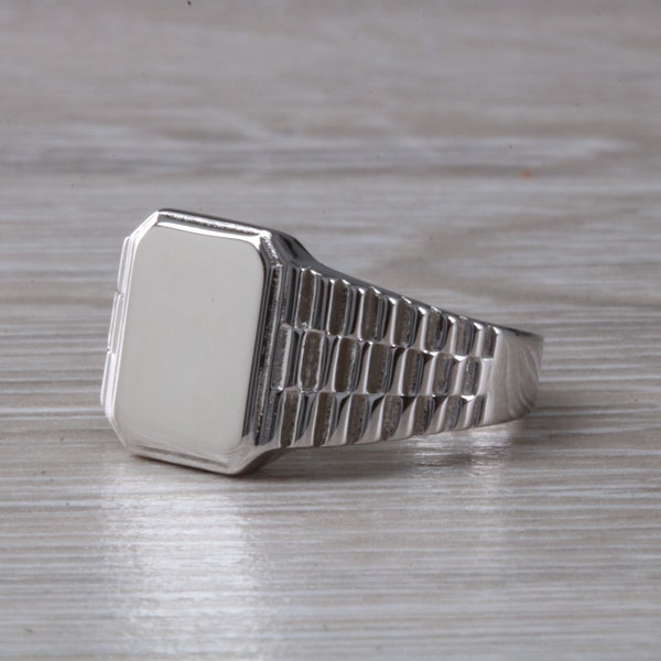 Bague chevalière en argent sterling, gravure gratuite