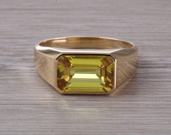 Anello Con Zaffiro Giallo Naturale Pukhraj Da 9.50 Carati. Pietra Preziosa Di Ceylon Di Qualità A+, Per Uomo E Donna, Con Significato Astrologico