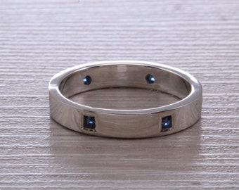 Chunky Band set with Six Square cut Blue Sapphire's