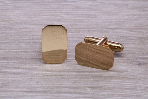 功労金賞 カフスボタン 紳士用純金カフスボタン、14K フロントプレート、9K フィッティング