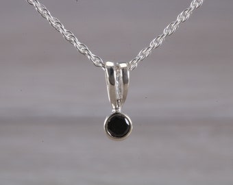 Natural Black Diamond set Silver Necklace