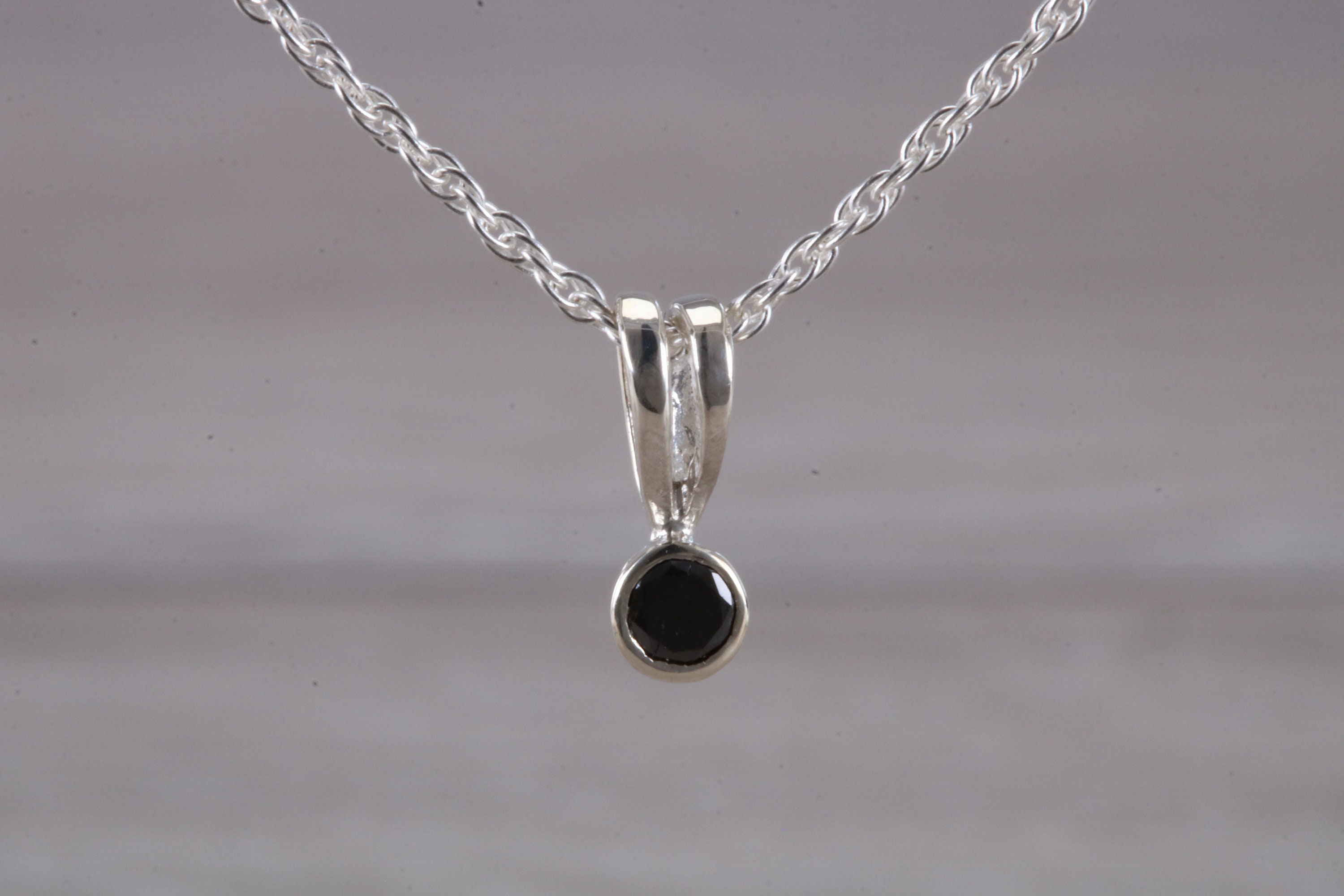 Natural Black Diamond Necklace.Sterling Silver Real Black Etsy