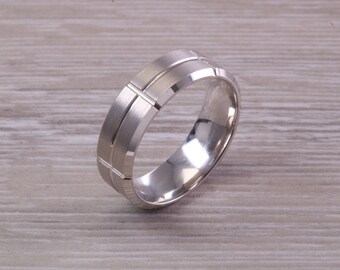 Very Chunky Gents 7 mm Wide White Gold Band