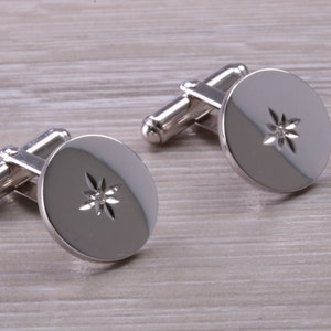 Natural Diamond set Gentleman&#39;s Cufflinks. made from solid sterling silver, traditional cufflinks with swivel back fittings.