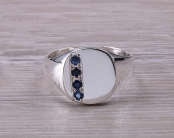 Blue Sapphire set Signet Ring