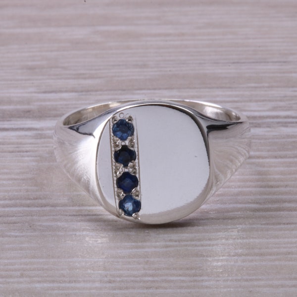 Blue Sapphire set Signet Ring