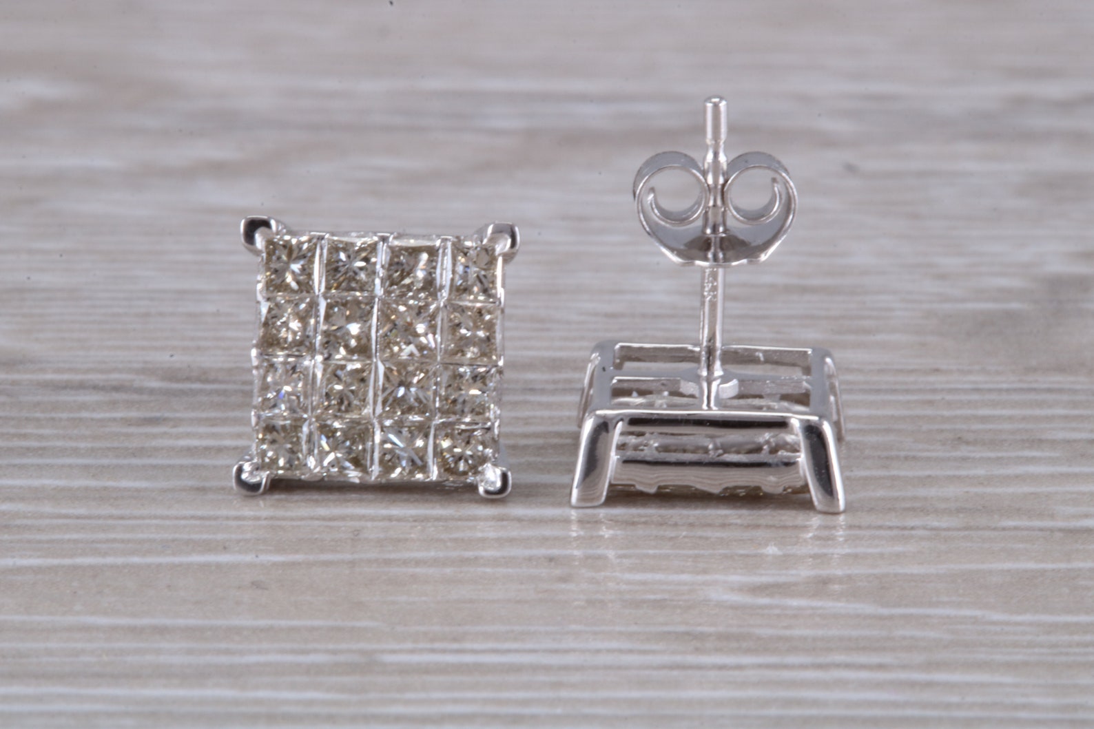 Two carats Diamond set Stud Earrings Etsy