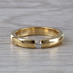 Chunky Yellow Gold Tension set Diamond Band, Made From Solid Yellow Gold, British Hallmarked