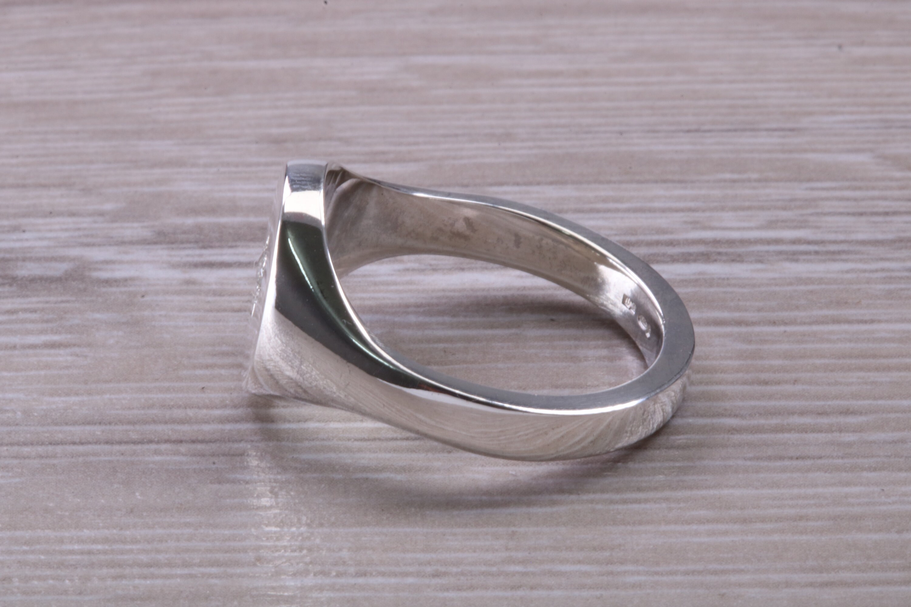 Chunky Oval Faced Diamond Set Signet Ring in Silver - Etsy