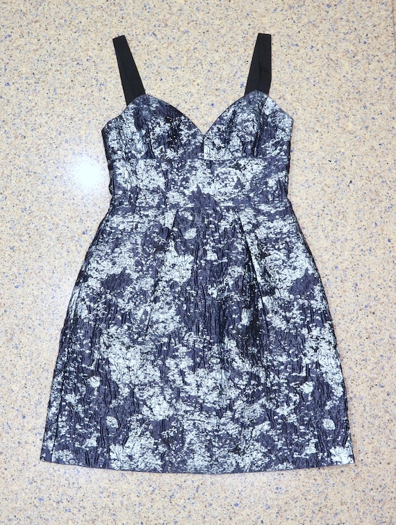 Vera Wang Navy Blue Floral Cocktail Dress