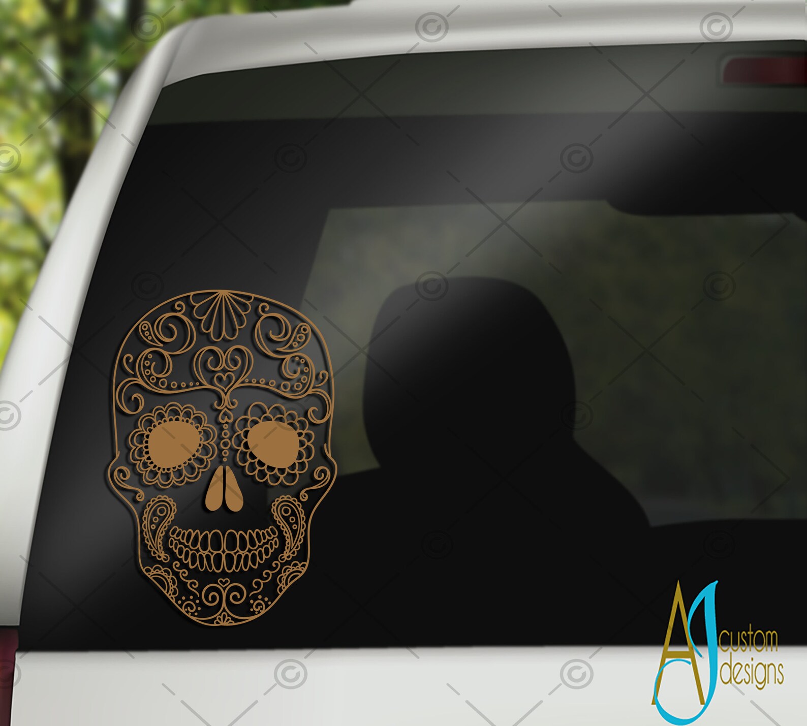Sugar Skull Car Decal Sugar Skull Decal Skull Car Decal Etsy
