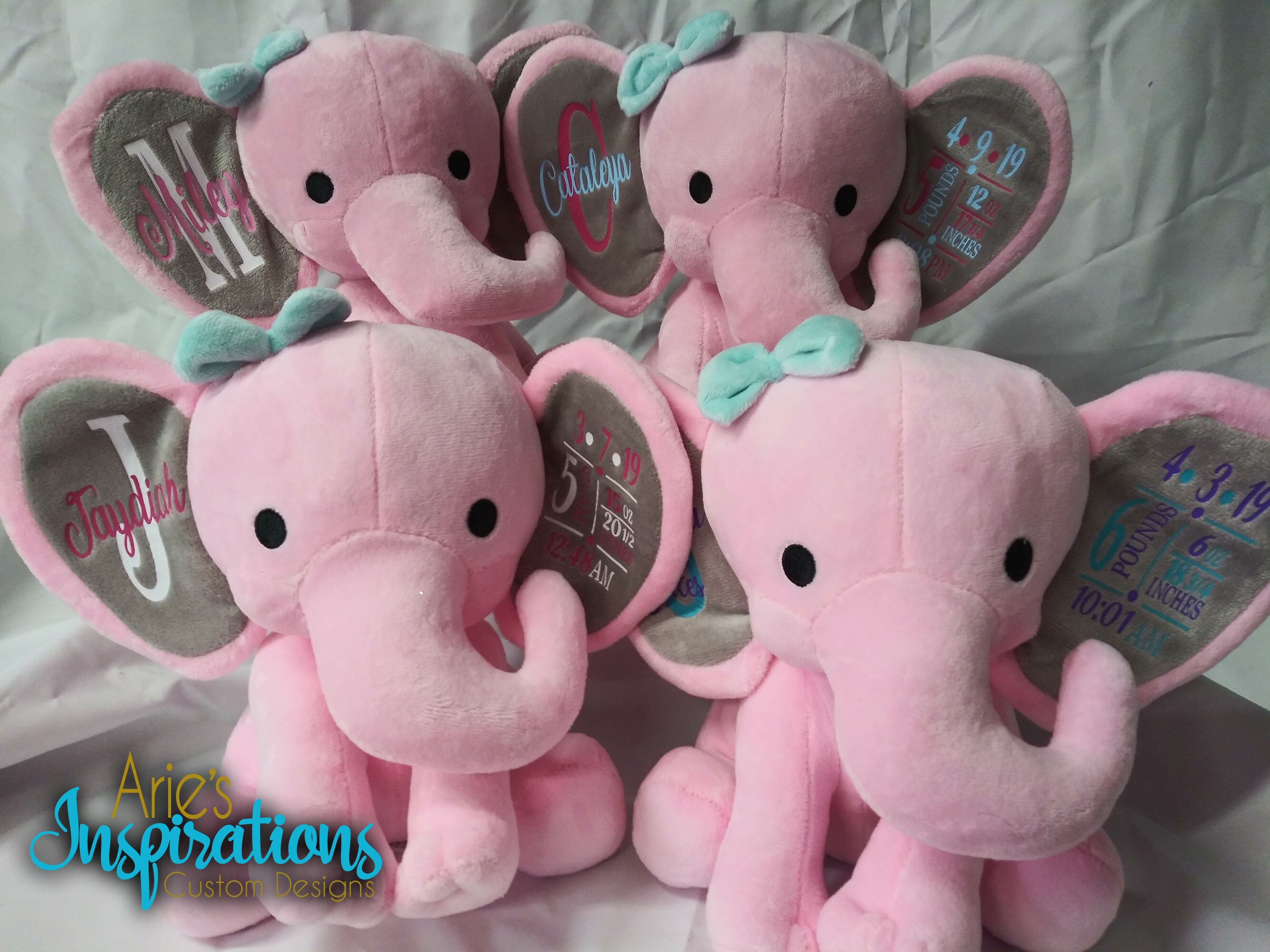 Baby Gift Personalized Plush Elephant Elephant Birth Stats Etsy