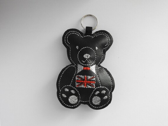 black leather teddy bear