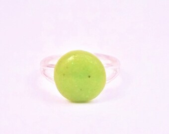 Green Polymer clay stone adjustable ring