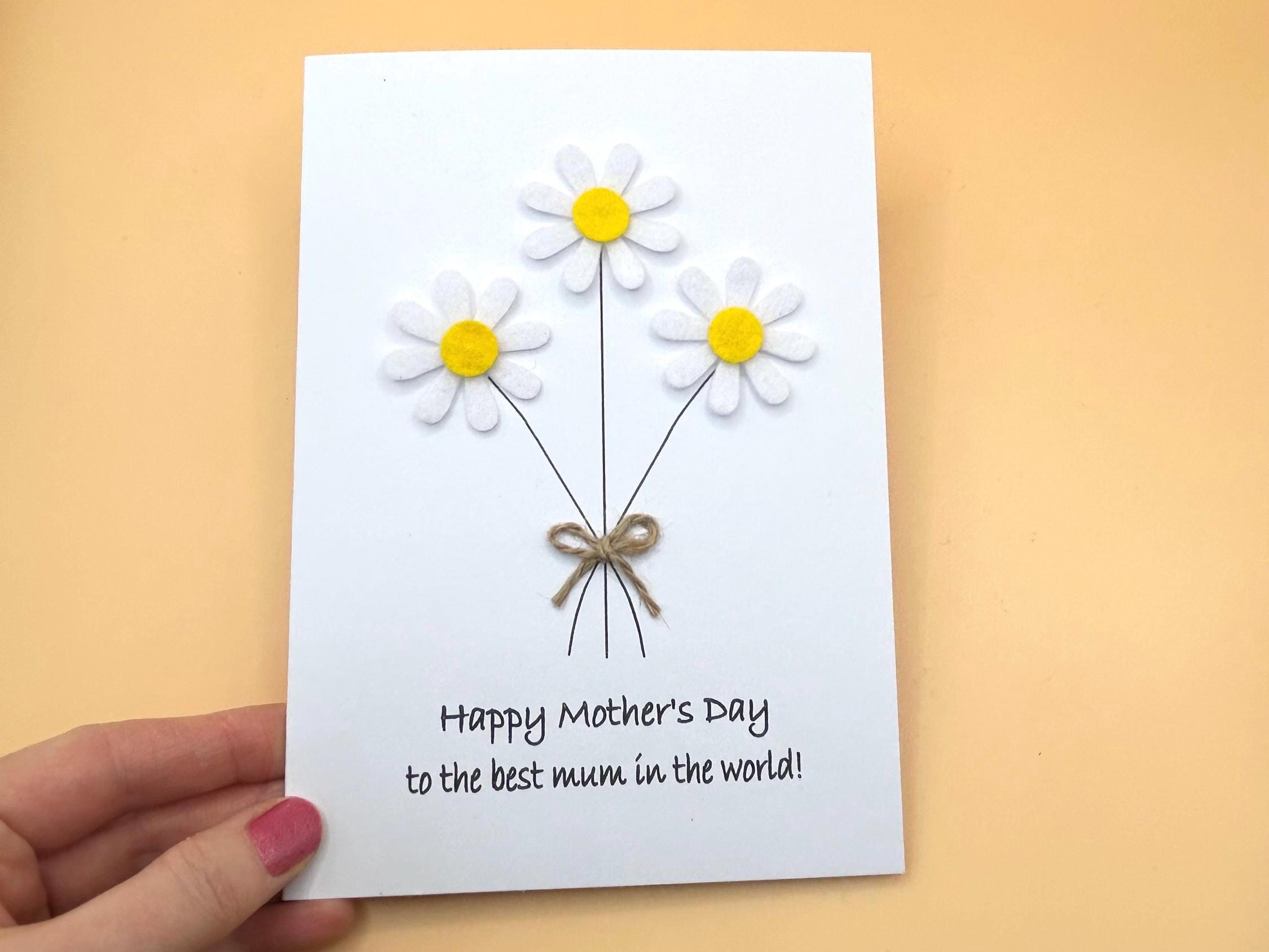 Handmade Daisy Mother's Day Card With Twine Bow - Etsy UK
