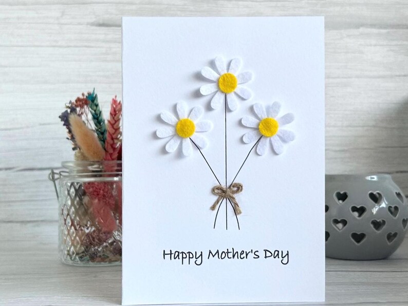 Handmade Daisy Mother's Day Card With Twine Bow - Etsy UK