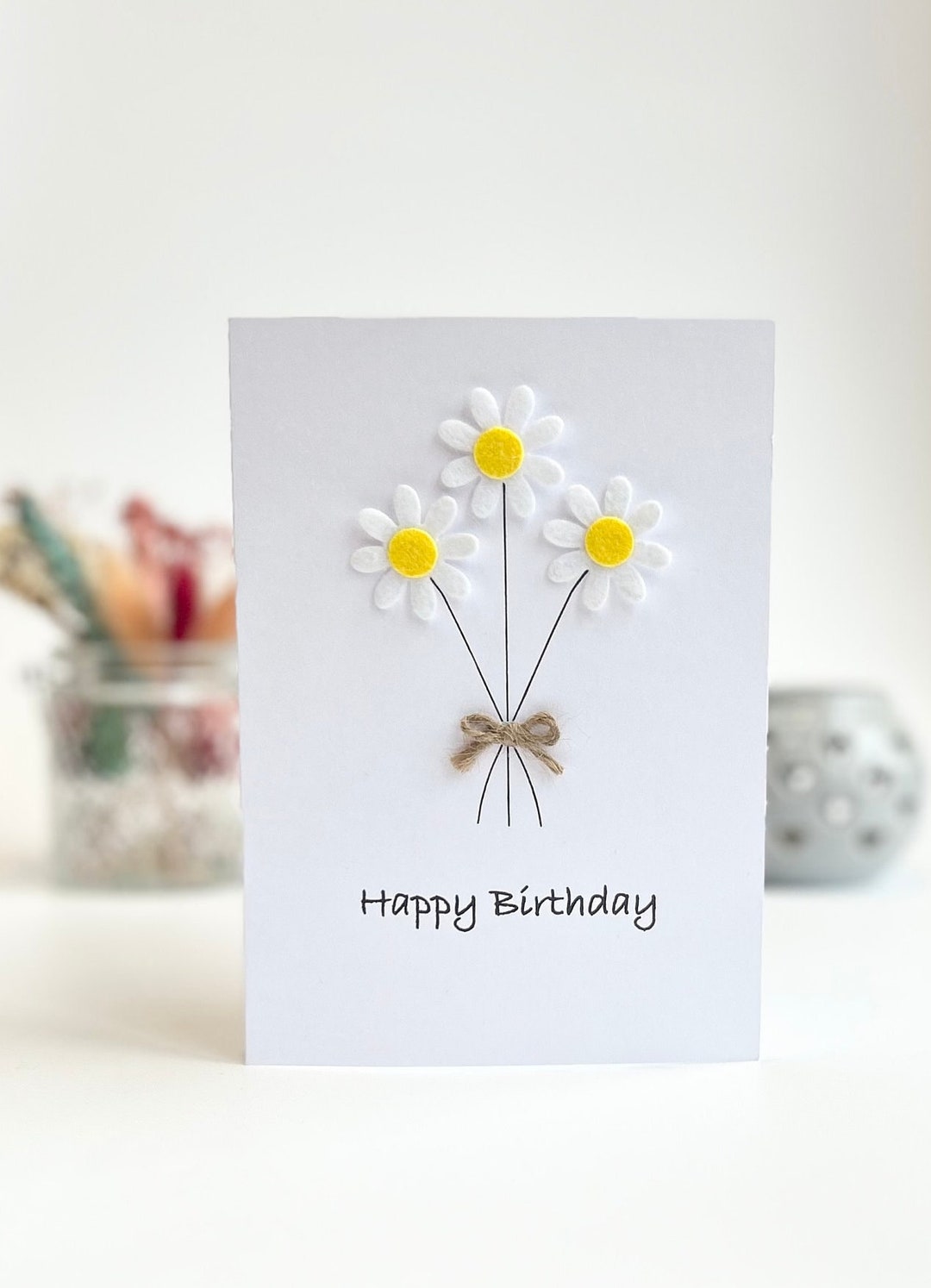 Personalised Daisy Flower Birthday Card, Any Occasion, Handmade Card ...