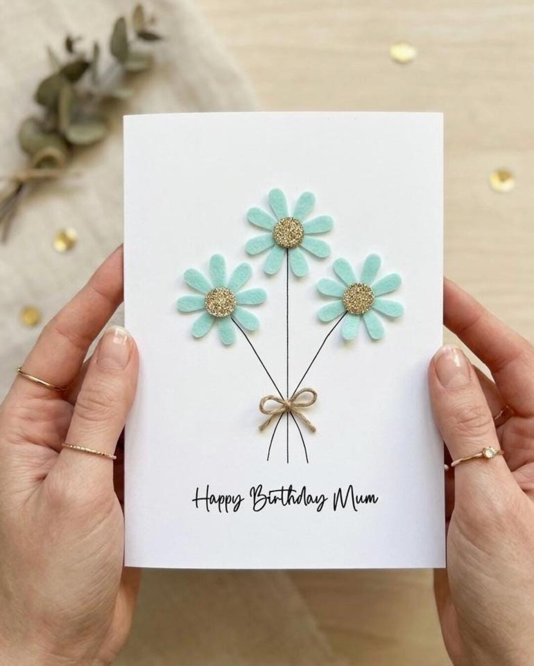 Handmade Daisy Birthday Card With Twine Bow - Etsy UK