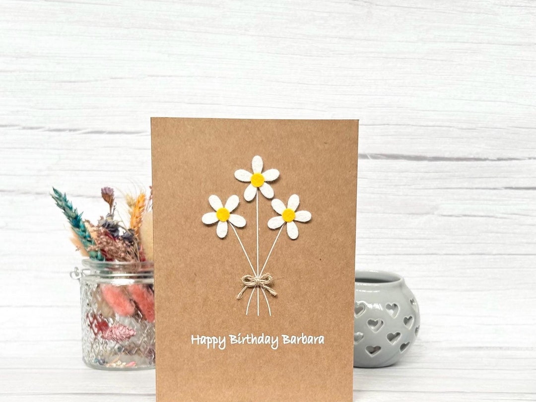 Personalised Daisy Flower Birthday Card, Any Occasion, Handmade Card ...