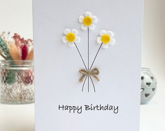 Personalised Daisy Flower Birthday Card, Any Occasion, Handmade Card for Her, Daisy Birthday Card