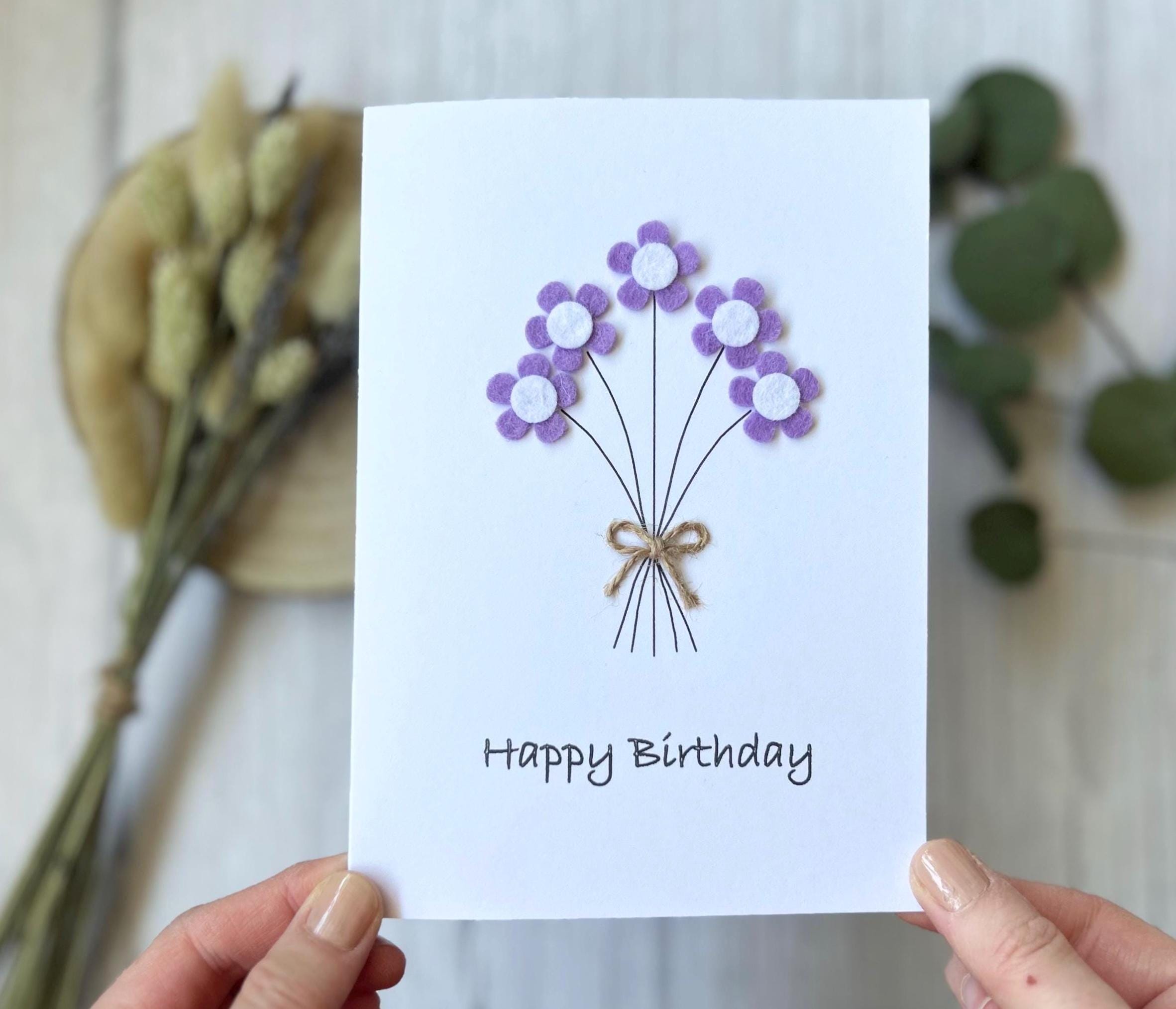Personalised Daisy Birthday Card, Handmade Felt Flower Card - Etsy UK