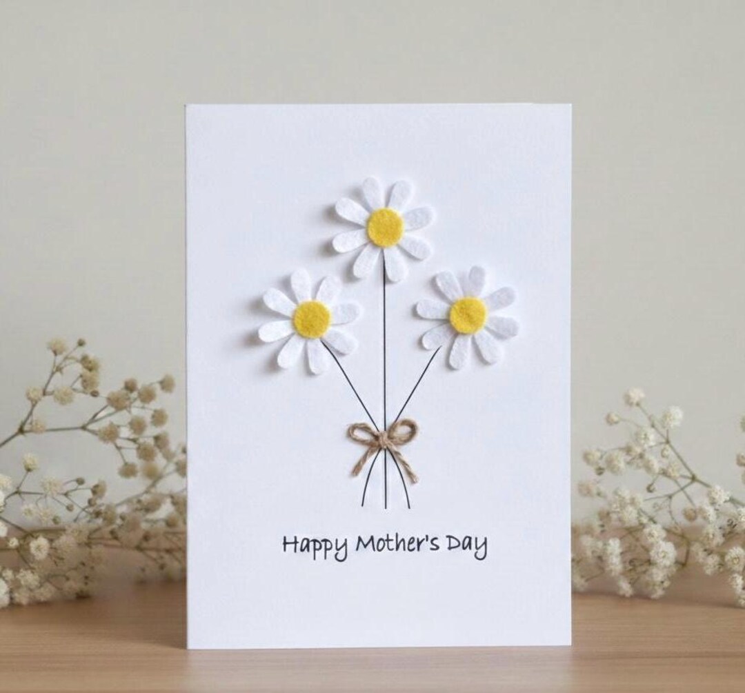 Handmade Daisy Mother's Day Card With Twine Bow - Etsy UK