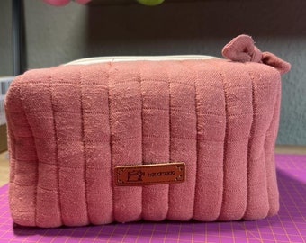 Doppelgaze-Musselin quilted zippered pouch/ makeup bag