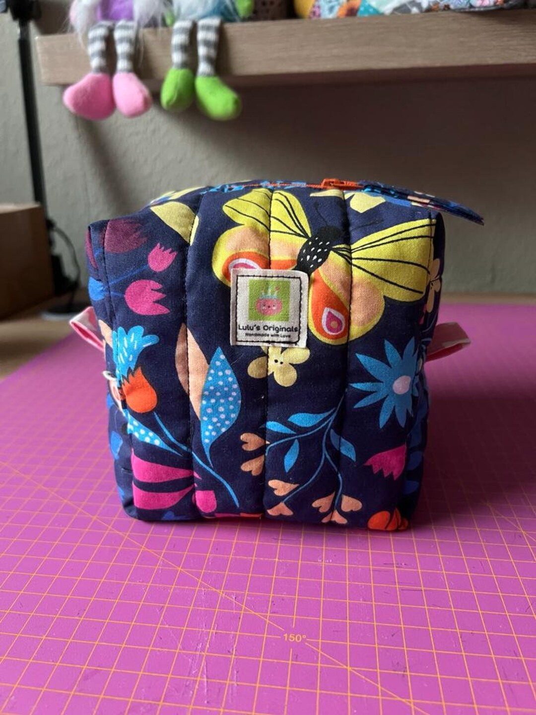 Deep Blue Quilted Zippered Pouch/ Makeup Bag Etsy