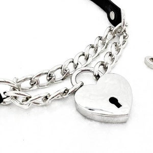 Made-to-Order Front Locking Heart Padlock Martingale Faux-Leather Buckle Collar Petplay Kittenplay Puppyplay Choker Kemonomimi Cosplay image 3