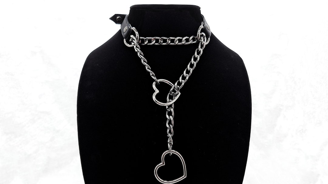 Made-to-order gunmetal Slip Chain Heart Ring Faux-leather - Etsy