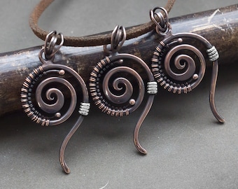 Spiral pendant, sacred geometric pendant necklace, good luck charm swirl talisman necklace