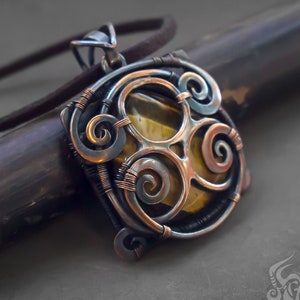 Clockwork-ketting, steampunk-hanger met tijgeroog, alternatieve trendy rechthoekige ketting