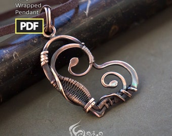 Simple handmade metal heart PDF pendant tutorial | Wire wrapping diy | Step by step copper wire jewelry making | See DESCRIPTION BELOW