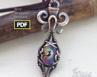 Wire wrapping beautiful necklace PDF tutorial for beginners and advanced wire wrappers | See DESCRIPTION BELOW