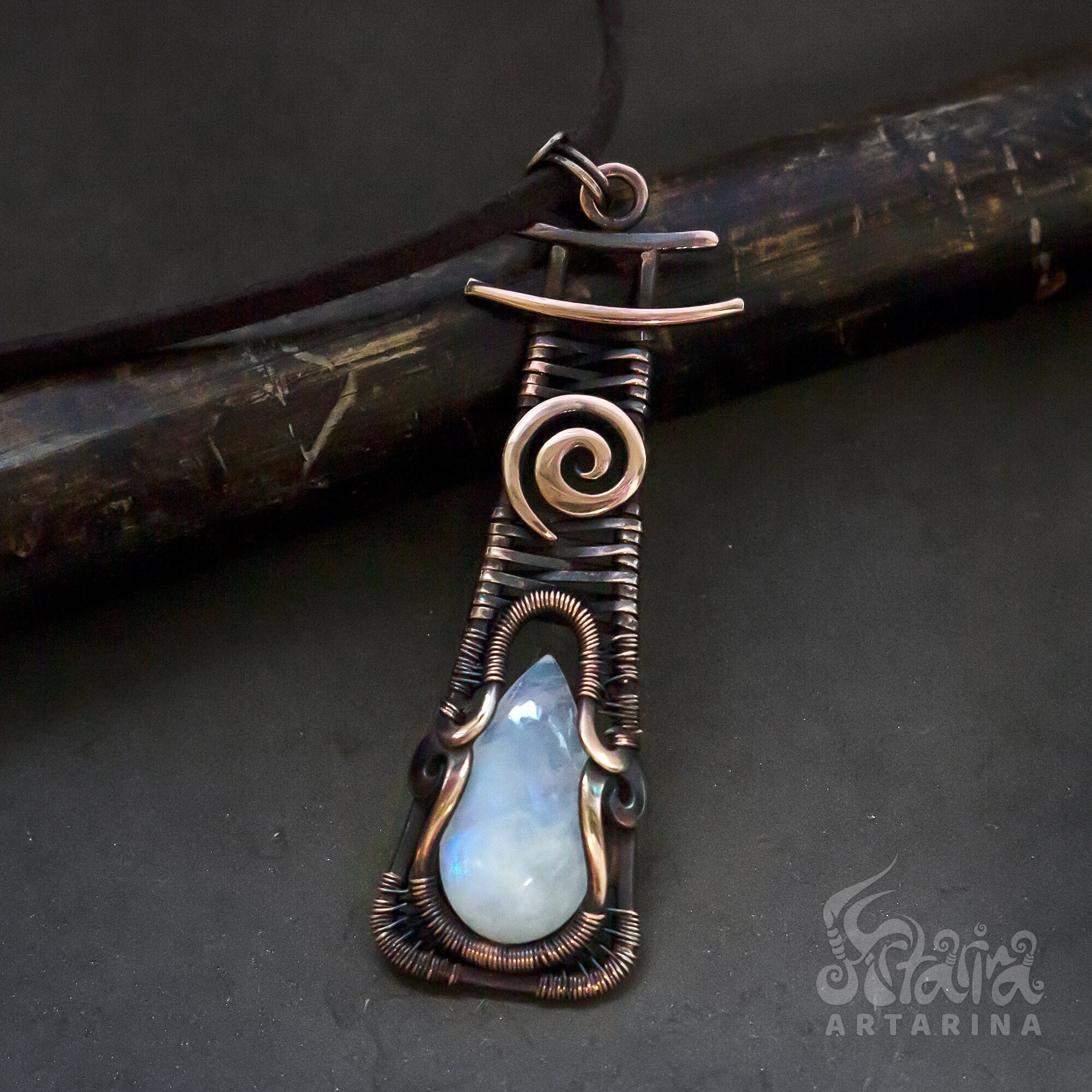 Astral protection amulet, spirit companion moonstone pendant, fidget necklace