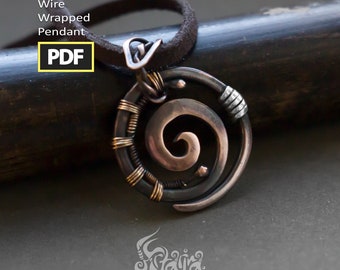 Simple Beginner Wire Wrap PDF Jewelry Tutorial | No Soldering | Spiral copper necklace Step by step diy | Artarina | See DESCRIPTION BELOW