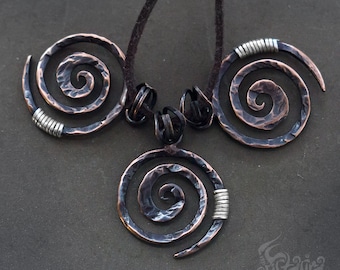 Matching swirl necklaces, magic empath protection talisman, shaman forest spirit keeping amulet