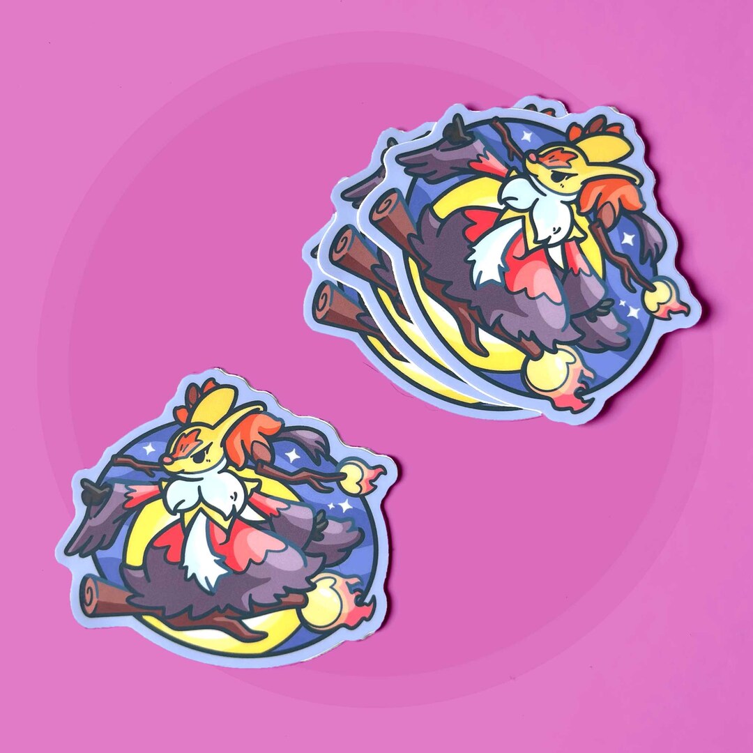 Delphox Sticker Mega Delphox Party Friend Sticker - Etsy
