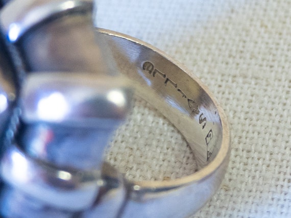 Spiderweb Turquoise stone, rectangle cast sterlin… - image 2