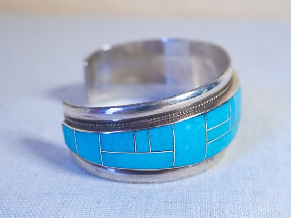 Turquoise Inlay Sterling Silver by RGB, Native Am… - image 6