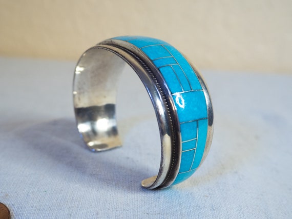 Turquoise Inlay Sterling Silver by RGB, Native Am… - image 4